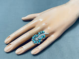 Flower Turquoise Vintage Native American Navajo Sterling Silver Ring
