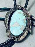Rare Vintage Native American Navajo Easter Blue Turquoise Sterling Silver Bow Tie