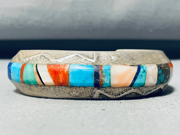 6.5 Inch Wrist Edward Becenti Vintage Native American Navajo Turquoise Sterling Silver Bracelet-Nativo Arts