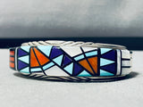 6.5 Inch Wrist Vintage Native American Navajo Turquoise Inlay Sterling Silver Bracelet-Nativo Arts