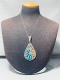 Special Vintage Native American Navajo Sleeping Beauty Sterling Silver, 12kgf Kokopelli Necklace-Nativo Arts