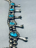 Womens Fabulous Vintage Native American Navajo Turquoise Sterling Silver Squash Blossom Necklace-Nativo Arts