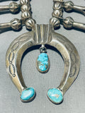 One Of The Best Vintage Native American Navajo Turquoise Sterling Silver Squash Blossom Necklace-Nativo Arts