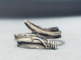 Danny Platrero Vintage Native American Navajo Sterling Silver Feather Ring-Nativo Arts
