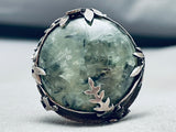 Very Rare 37 Grams Vintage Southwest Sterling Silver Prehnite Ring-Nativo Arts