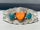 Heart Culture Vintage Native American Navajo Spiderweb Turquoise Sterling Silver Bracelet-Nativo Arts