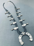Stunning Vintage Native American Navajo Turquoise Sterling Silver Squash Blossom Necklace-Nativo Arts