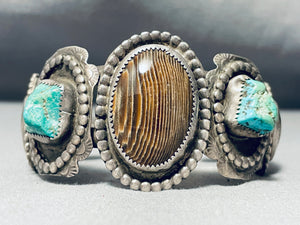 One Of The Most Unique Vintage Native American Navajo Turquoise Sterling Silver Bracelet-Nativo Arts