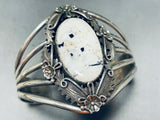 Pete Johnson Vintage Native American Navajo White Buffalo Turquoise Sterling Silver Bracelet-Nativo Arts