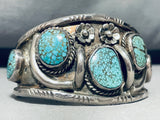 Tommy Sam Vintage Native American Navajo Turquoise Sterling Silver Flower Bracelet-Nativo Arts