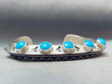One Of The Best Vintage Native American Navajo Lan Secatero Sterling Silver Turquoise Bracelet-Nativo Arts