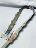 Hand Tooled Benny Yazzie Vintage Native American Navajo Sterling Silver Turquoise Concho Belt-Nativo Arts