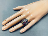 Indian Chief Vintage Handmade Sterling Silver Inlay Ring-Nativo Arts