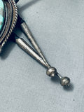 Rare Vintage Native American Navajo Easter Blue Turquoise Sterling Silver Bow Tie