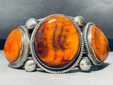 Best 120 Grams Vintage Native American Navajo Spiny Oyster Row Sterling Silver Bracelet-Nativo Arts