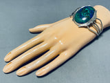 Planet Earth Azurite Vintage Native American Navajo Sterling Silver Bracelet Cuff-Nativo Arts