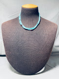 Sky Blue Turquoise Heishi Vintage Native American Navajo Sterling Silver Necklace-Nativo Arts
