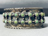 One Of Best Very Early Vintage Native American Navajo Green Turquoise Sterling Silver Bracelet-Nativo Arts