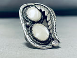 Rare Vintage Native American Navajo Mother Of Pearl Sterling Silver Ring-Nativo Arts