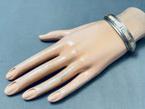 Special White Stone Vintage Native American Navajo 6 Inch Wrist Sterling Silver Bracelet-Nativo Arts
