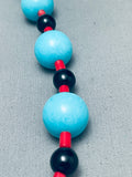 Rounded Turquoise Balls Santo Domingo Coral Sterling Silver Necklace-Nativo Arts