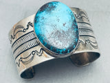 7 Inch Wrist Deep Blue Turquoise Native American Navajo Sterling Silver Bracelet-Nativo Arts