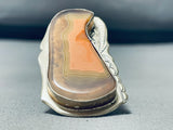 Outstanding Native American Navajo Agate Sterling Silver Ring Signed-Nativo Arts