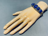 Radiant Native American Navajo 5 Lapis Sterling Silver Bracelet-Nativo Arts