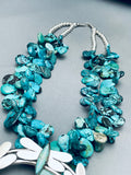 333 Gram Navajo Turquoise Butterfly Sterling Silver Squash Blossom Necklace-Nativo Arts