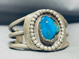 Charming Vintage Native American Navajo Turquoise Sterling Silver Baby Bracelet-Nativo Arts