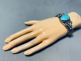 Native American Important Vintage Leo Martinez Turquoise Sterling Silver Repoused Bracelet-Nativo Arts
