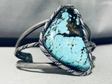 Blue Diamond And Rope Vintage Native American Navajo Turquoise Sterling Silver Bracelet-Nativo Arts