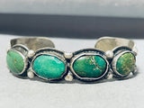 Early 1900's Vintage Native American Navajo Cerrillos Turquoise Sterling Silver Bracelet-Nativo Arts