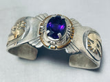 Important Native American Navajo Amethyst 12k Gold Filled Sterling Silver Bracelet-Nativo Arts