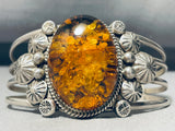 Danny Etsitty Ancient Tree Sap Vintage Native American Navajo Sterling Silver Bracelet-Nativo Arts