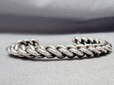 Rope Twisted Vintage Native American Navajo Sterling Silver Bracelet Cuff-Nativo Arts