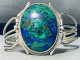 Planet Earth Azurite Vintage Native American Navajo Sterling Silver Bracelet Cuff-Nativo Arts