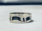 Noteworthy Vintage Signed Native American Hopi Sterling Silver Overlay Large Ring-Nativo Arts