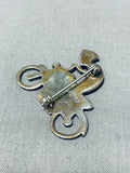 Rare Native American Hopi Turquoise Sterling Silver Kokopelli Motorcycle Pin-Nativo Arts