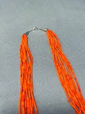 Fab!! Native American Navajo Coral Sterling Silver Necklace!-Nativo Arts