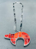 Spiny Shell Native American Navajo Bear Sterling Silver Necklace-Nativo Arts
