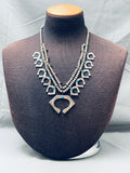 One Of The Best Vintage Native American Navajo Turquoise Sterling Silver Squash Blossom Necklace-Nativo Arts
