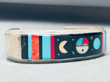 6.5 Inch Wrist Vintage Native American Navajo Turquoise Inlay Sterling Silver Bracelet-Nativo Arts