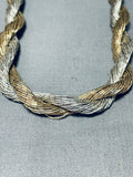 Native American Very Rare Hand Woven Braided Sterling Silver Heishi Necklace-Nativo Arts