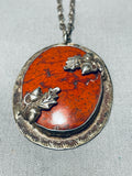 Real Dinosaur Bone Rare Vintage Native American Navajo Sterling Silver Necklace-Nativo Arts