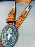 Important Vintage Native American Navajo Abe Begay Inlay Sterling Silver Buckle Belt-Nativo Arts