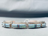 Leah Cleveland Exceptional Vintage Native American Navajo Opal Sterling Silver Bracelet
