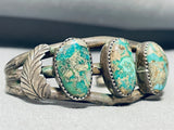 Very Rare Cnadelaria Turquoise Vintgae Native American Navajo Sterling Silver Bracelet-Nativo Arts