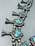 Dropdead Fab Vintage Navajo Turquoise Sterling Silver Squash Blossom Necklace-Nativo Arts