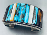 One Of The Best Ever Vintage Native American Navajo Turquoise Inlay Sterling Silver Bracelet-Nativo Arts